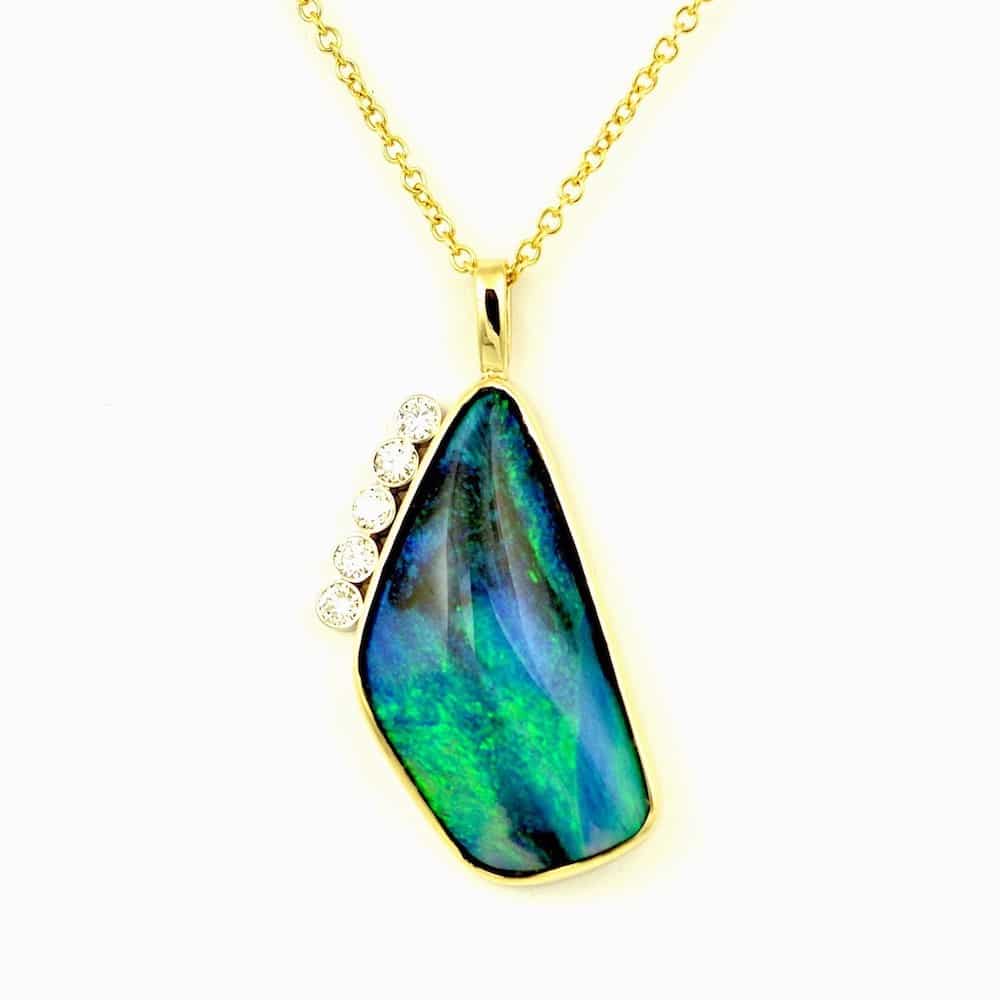 Gold Plated White Fire Opal Pendant Nevada Jewelry Necklace