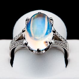 Blue Moonstone & Diamond Ring
