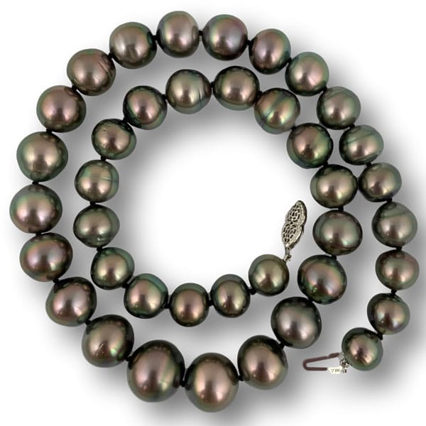 dark tahitian black pearls necklace for zoom meetings