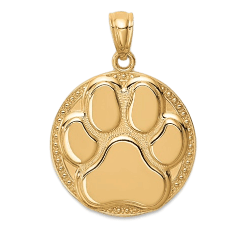 14K gold paw print necklace