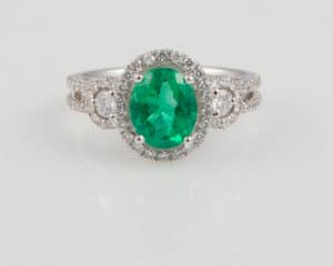 shank oval emerald diamond ring