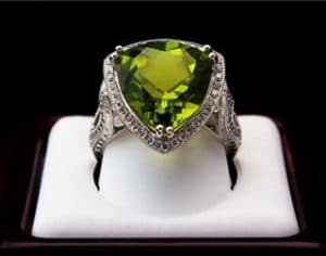 Green diamond ring.