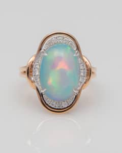 spark oval opal scallop ring