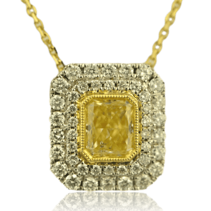 Yellow Diamond Radiant Cut necklace