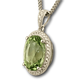 Mint Tourmaline & Diamond Pendant