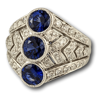 Spark Creations Triple Sapphire Ring