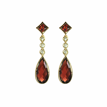 2 garnet diamond dangle earrings by Olivia B