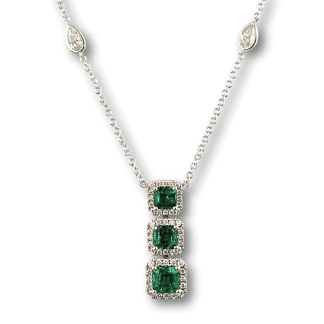 3 Stacked Emeralds Necklace