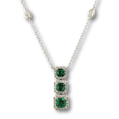 3 Stacked Emeralds Necklace