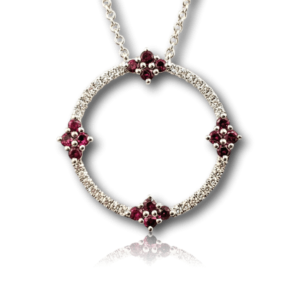 Diamond & Ruby Circle Pendant
