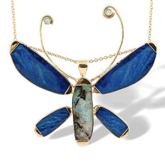 Opal Abstract Butterfly Pendant