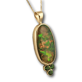 Opal & Tsavorite Gold Pendant