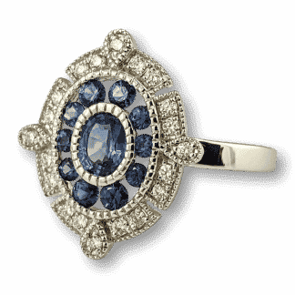 Oval Sapphire Art Deco Ring
