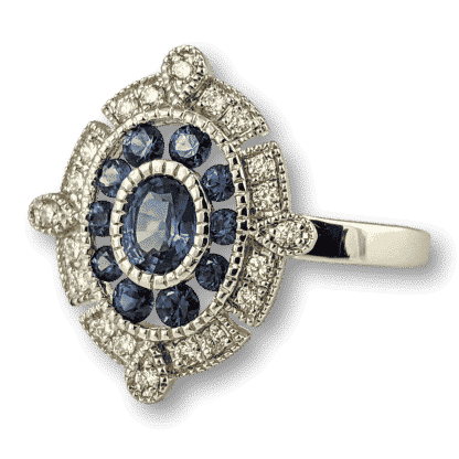 Oval Sapphire Art Deco Ring
