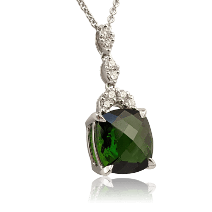 Green Tourmaline Diamond Pendant