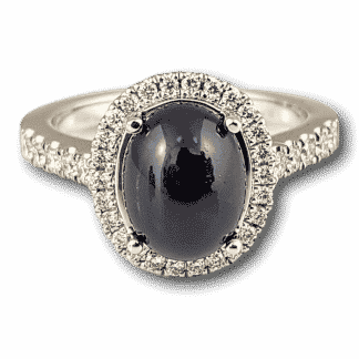 Sapphire Cabochon & Diamond Ring
