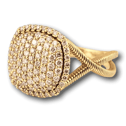 Diamond Pavé Cushion Ring