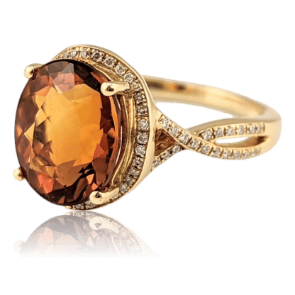Golden Citrine & Diamond Ring