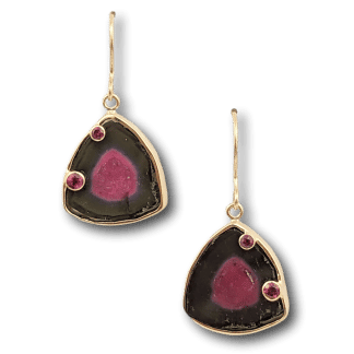 Bi-Color Tourmaline & Ruby Earrings