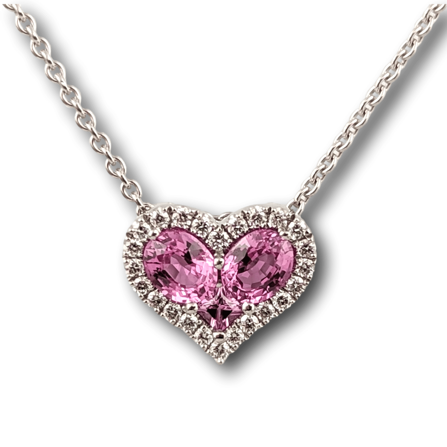 Unheated Pink Sapphire Heart Necklace | bespoke fine jewelry