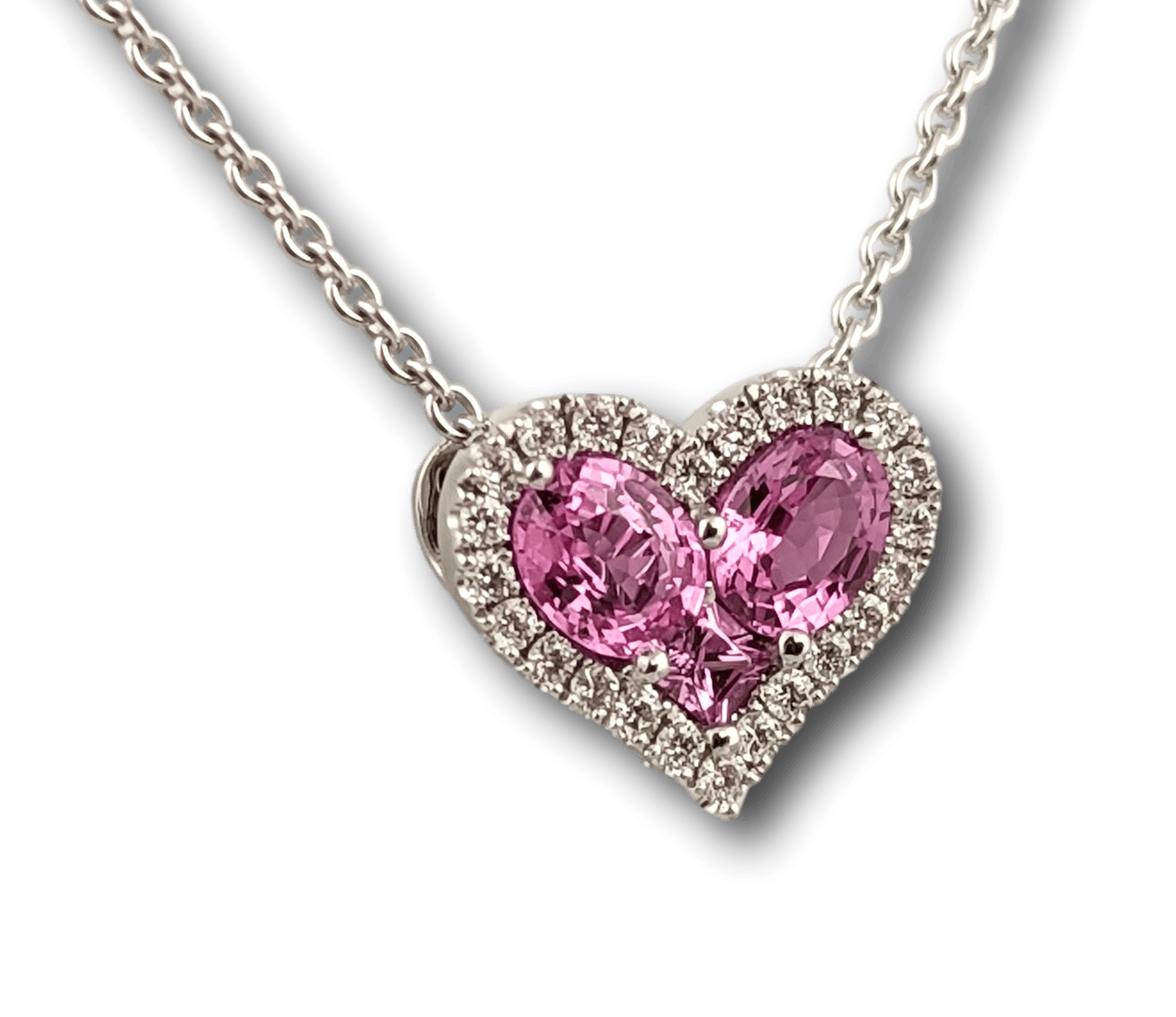 Pink Sapphire Heart Necklace 18kt gold | bespoke fine jewelry