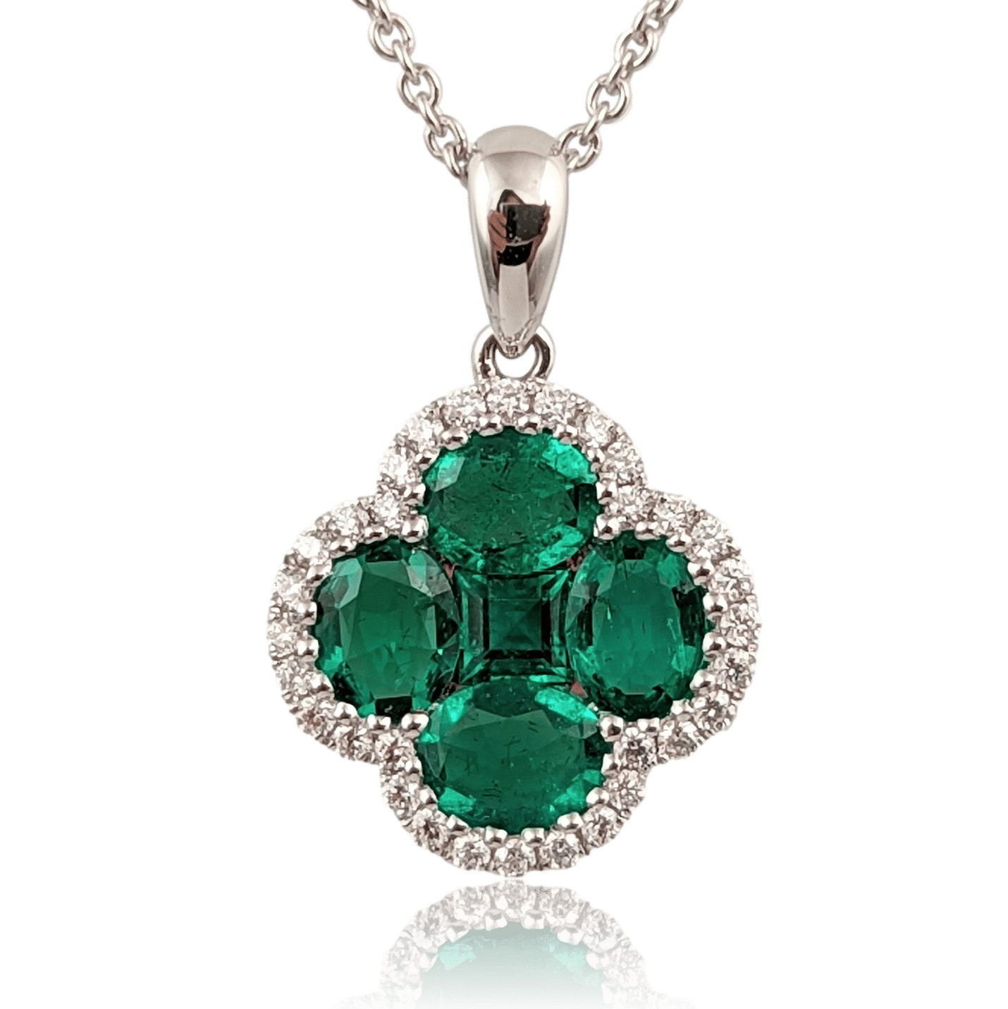 Marge Four Leaf Clover Pendant with Emerald