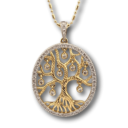 Diamond Leaf Tree of Life Pendant