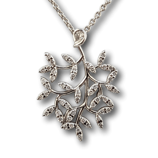 Diamond Laurel Leaf Pendant