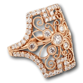 Diamond & Rose Gold Filigree Ring