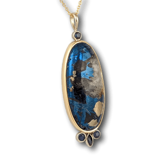 Custom Covellite & Sapphire Pendant