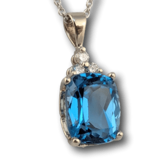 Blue Topaz & Diamond Pendant