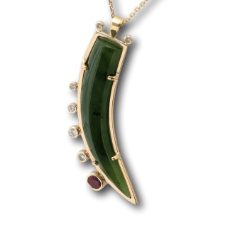 Jade & Diamond Horn Pendant