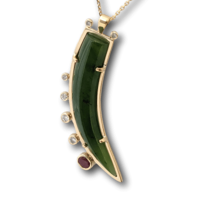 Jade & Diamond Horn Pendant