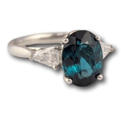 Teal Tourmaline & Diamond Ring