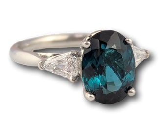 Teal Tourmaline & Diamond Ring